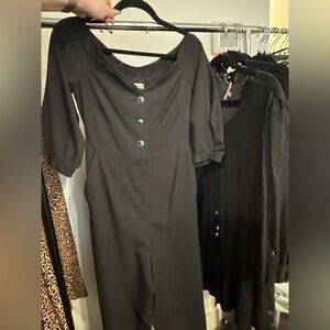 Whistles Black Button-Front jump suit